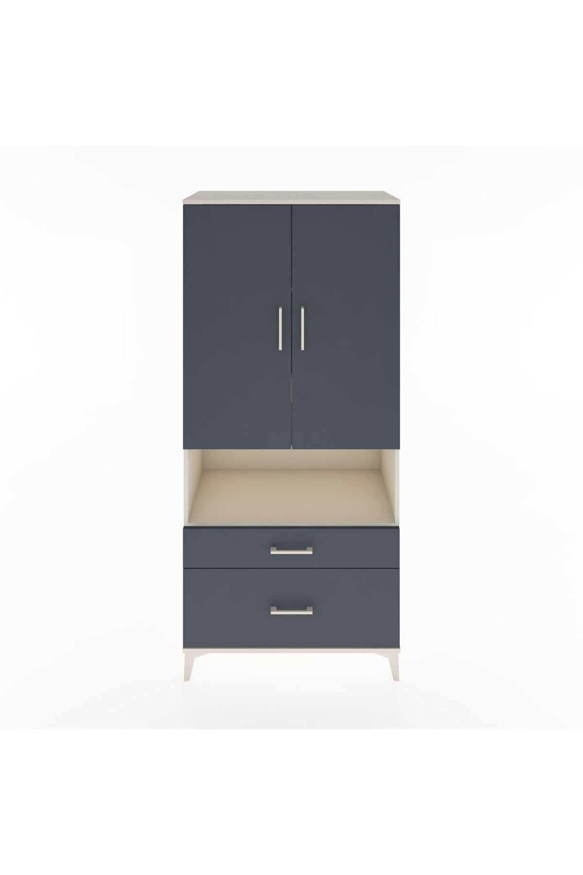 Hyperion Dolap 4 Raflı 2 Çekmeceli 2 Kapaklı 88x44x195 Aytaşı-Antrasit