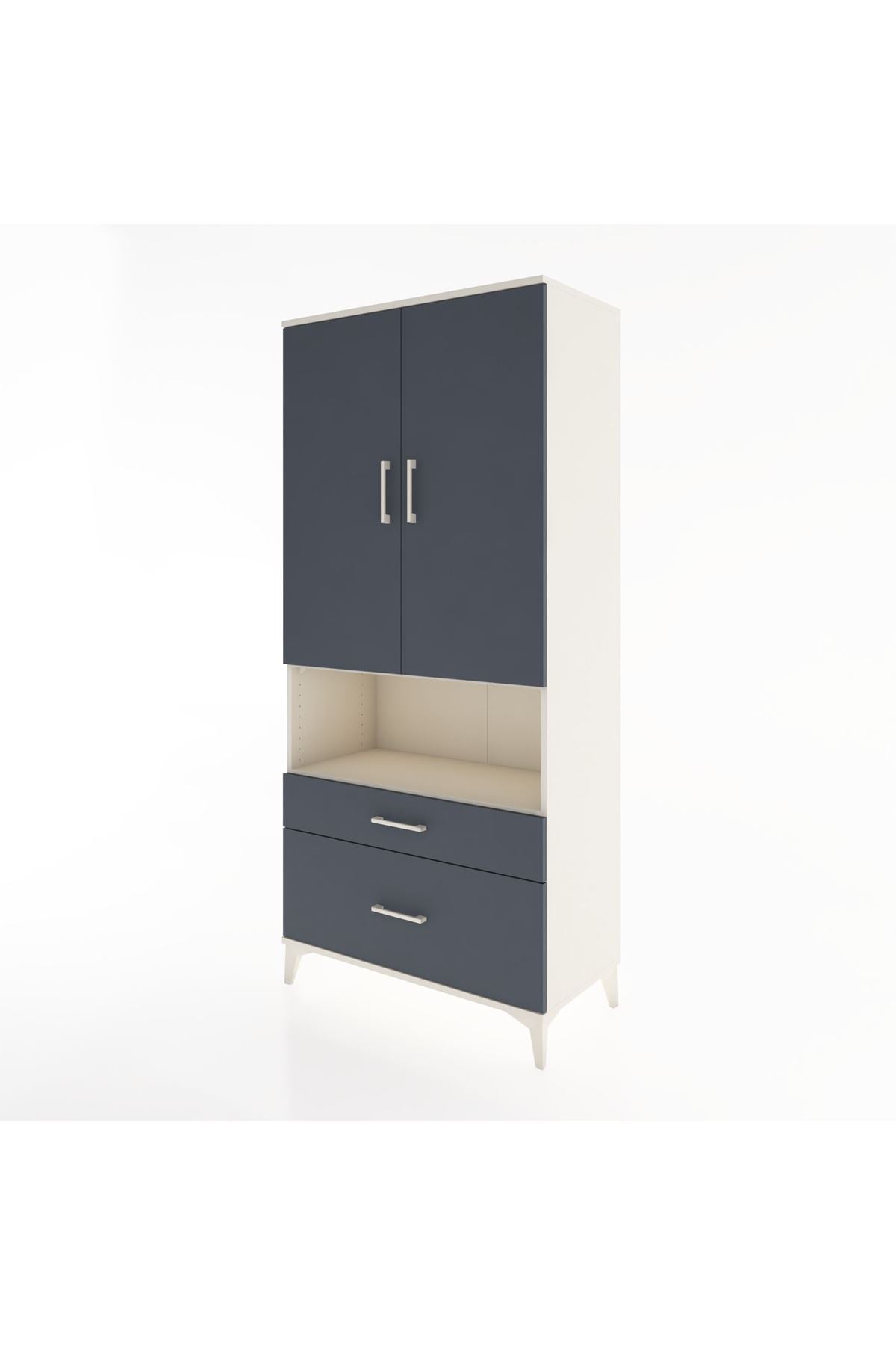 Hyperion Dolap 4 Raflı 2 Çekmeceli 2 Kapaklı 88x44x195 Aytaşı-Antrasit