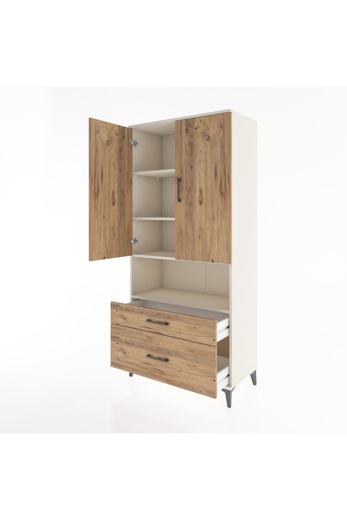 Hyperion Dolap 4 Raflı 2 Çekmeceli 2 Kapaklı 88x44x195 Aytaşı-Çam