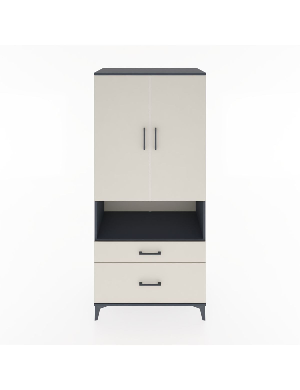 Hyperion Dolap 4 Raflı 2 Çekmeceli 2 Kapaklı 88x44x195 Antrasit-Aytaşı