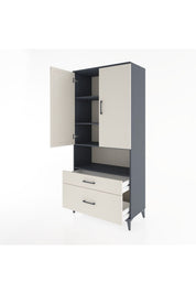 Hyperion Dolap 4 Raflı 2 Çekmeceli 2 Kapaklı 88x44x195 Antrasit-Aytaşı
