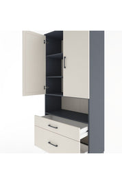 Hyperion Dolap 4 Raflı 2 Çekmeceli 2 Kapaklı 88x44x195 Antrasit-Aytaşı