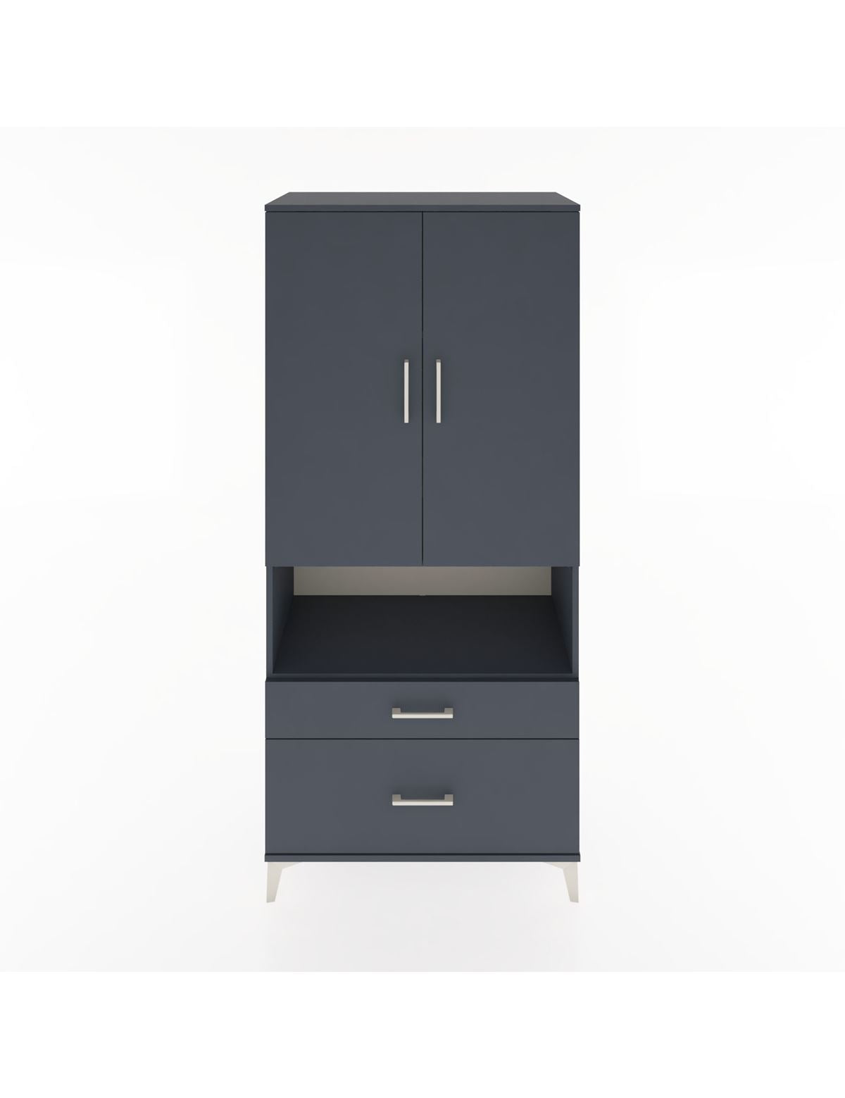 Hyperion Dolap 4 Raflı 2 Çekmeceli 2 Kapaklı 88x44x195 Antrasit-Antrasit