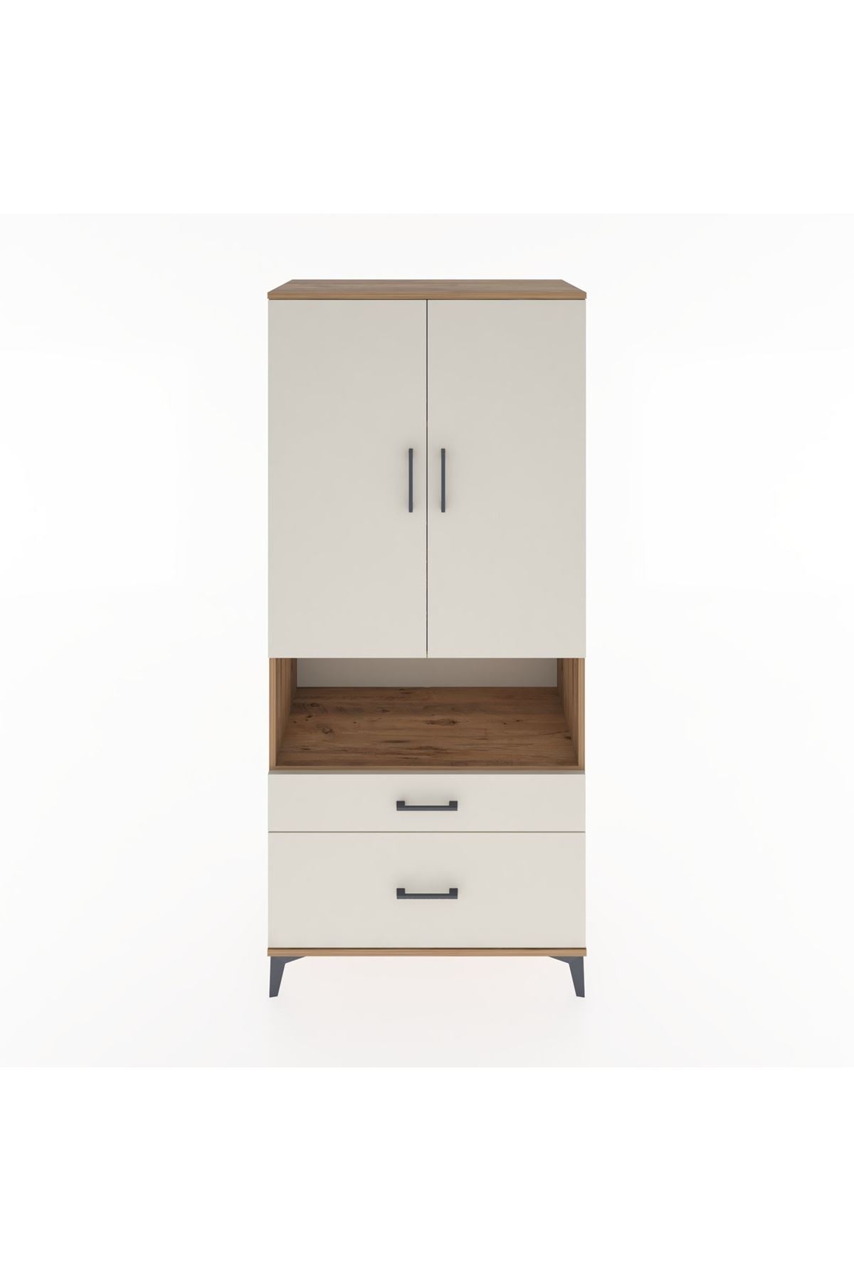 Hyperion Dolap 4 Raflı 2 Çekmeceli 2 Kapaklı 88x44x195 Çam-Aytaşı