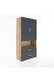 Hyperion Dolap 4 Raflı 2 Çekmeceli 2 Kapaklı 88x44x195 Çam-Antrasit