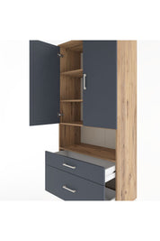 Hyperion Dolap 4 Raflı 2 Çekmeceli 2 Kapaklı 88x44x195 Çam-Antrasit