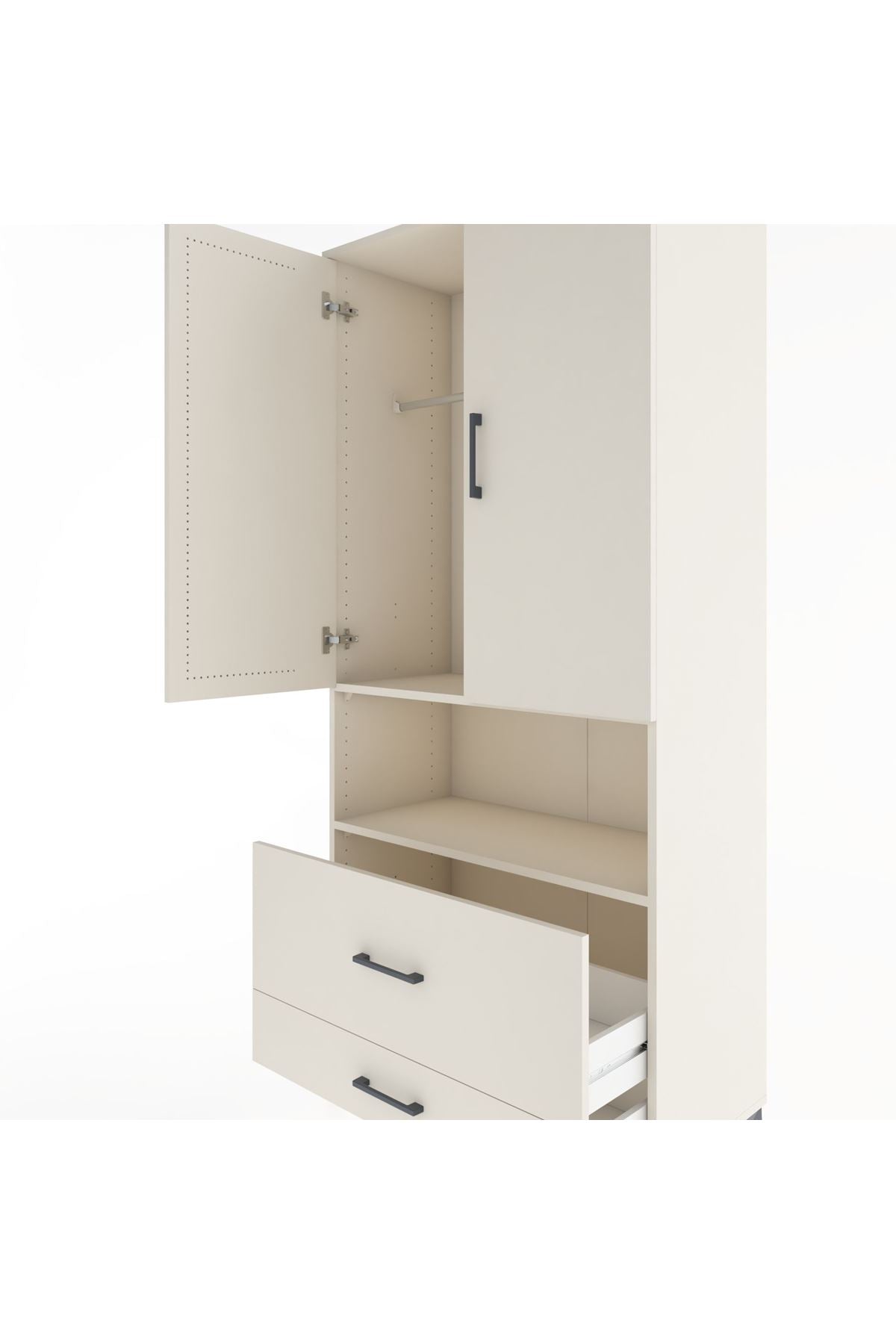 Hyperion Dolap 2 Raflı 2 Çekmeceli Tek Askılı 88x44x195 Aytaşı-Aytaşı