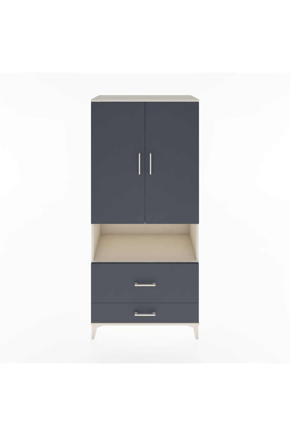 Hyperion Dolap 2 Raflı 2 Çekmeceli Tek Askılı 88x44x195 Aytaşı-Antrasit