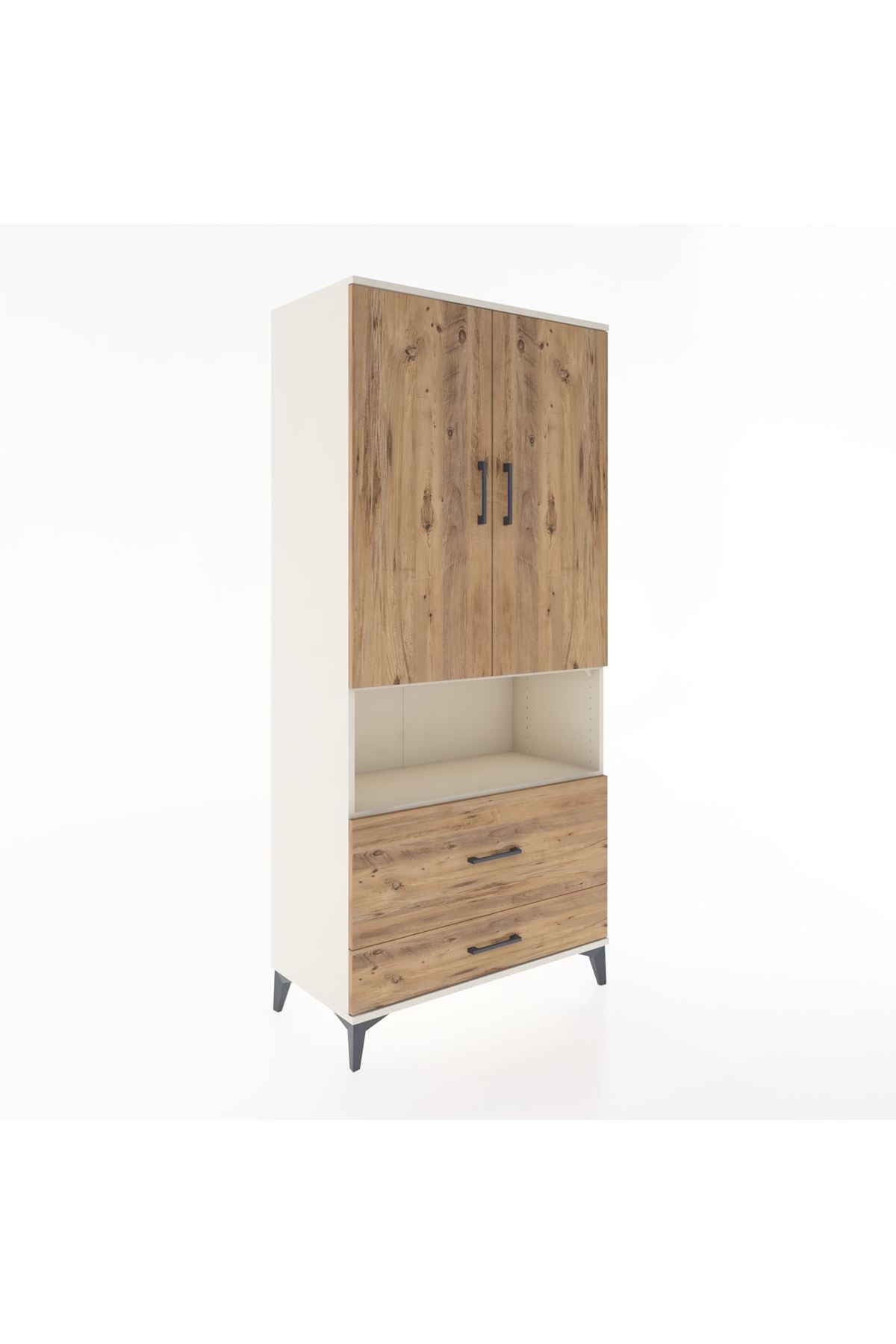 Hyperion Dolap 2 Raflı 2 Çekmeceli Tek Askılı 88x44x195 Aytaşı-Çam