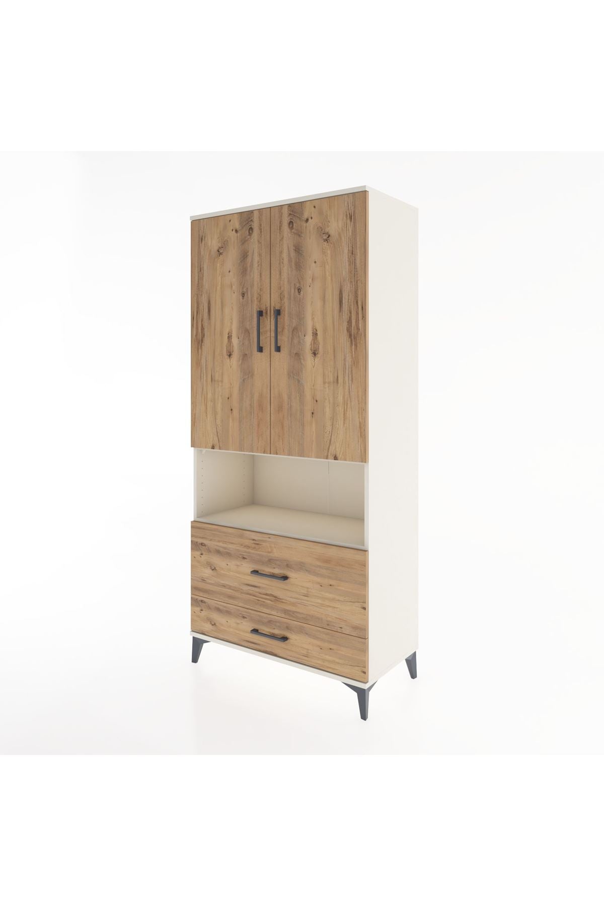 Hyperion Dolap 2 Raflı 2 Çekmeceli Tek Askılı 88x44x195 Aytaşı-Çam