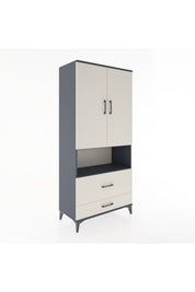 Hyperion Dolap 2 Raflı 2 Çekmeceli Tek Askılı 88x44x195 Antrasit-Aytaşı