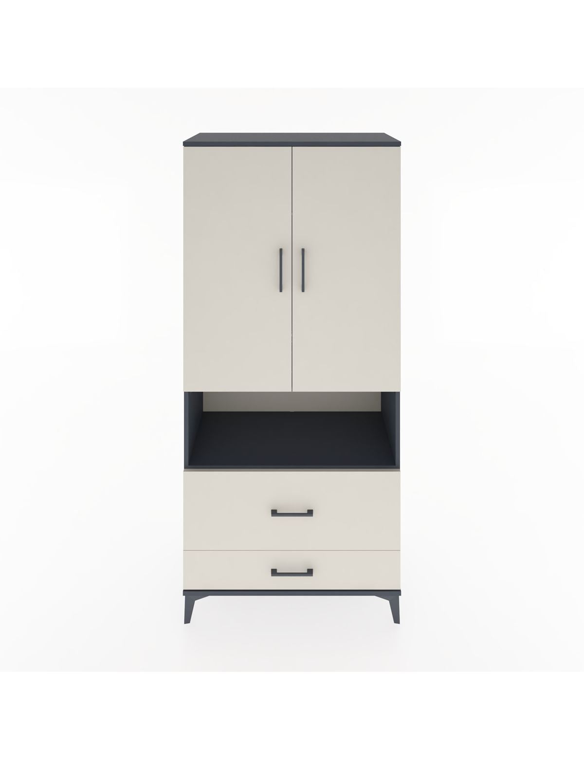 Hyperion Dolap 2 Raflı 2 Çekmeceli Tek Askılı 88x44x195 Antrasit-Aytaşı