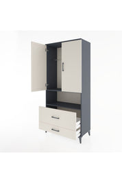 Hyperion Dolap 2 Raflı 2 Çekmeceli Tek Askılı 88x44x195 Antrasit-Aytaşı