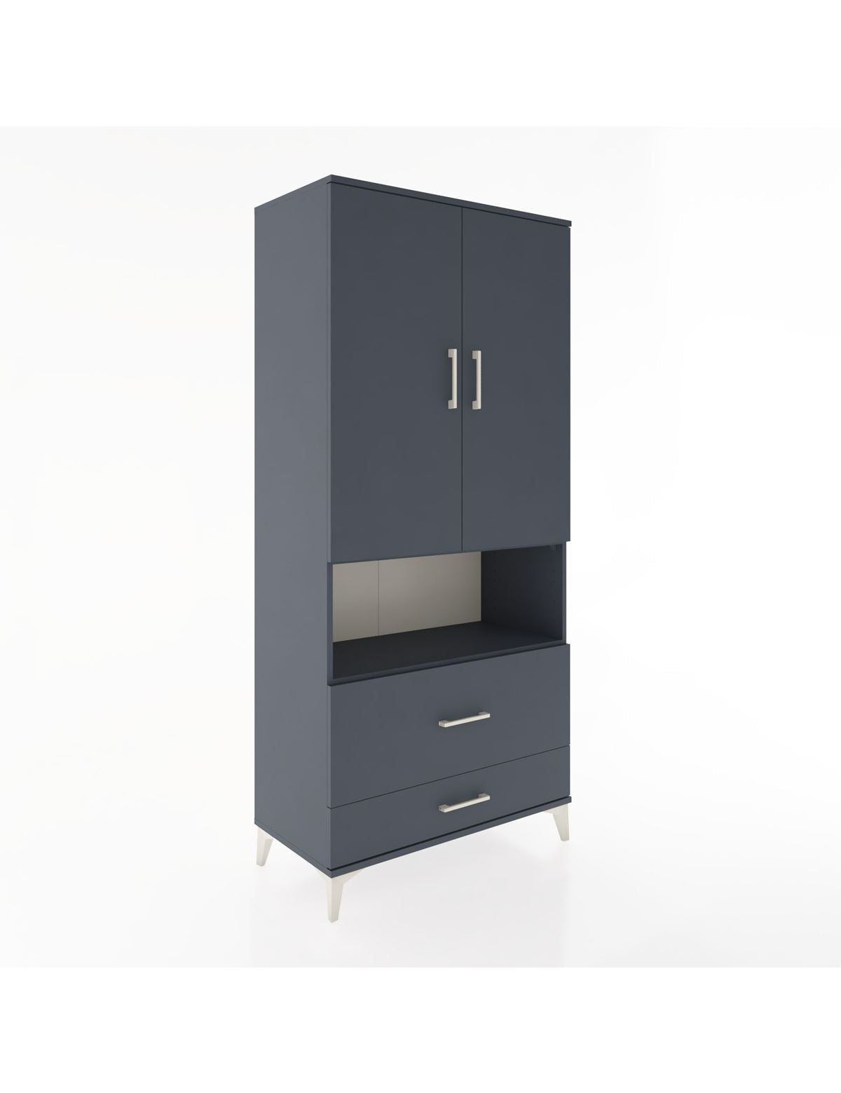 Hyperion Dolap 2 Raflı 2 Çekmeceli Tek Askılı 88x44x195 Antrasit-Antrasit