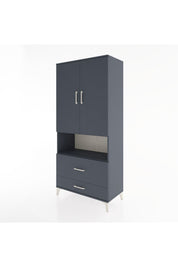 Hyperion Dolap 2 Raflı 2 Çekmeceli Tek Askılı 88x44x195 Antrasit-Antrasit