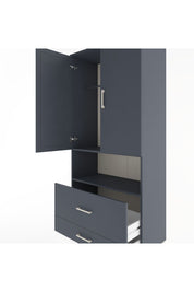 Hyperion Dolap 2 Raflı 2 Çekmeceli Tek Askılı 88x44x195 Antrasit-Antrasit