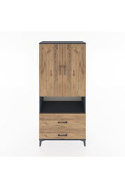 Hyperion Dolap 2 Raflı 2 Çekmeceli Tek Askılı 88x44x195 Antrasit-Çam