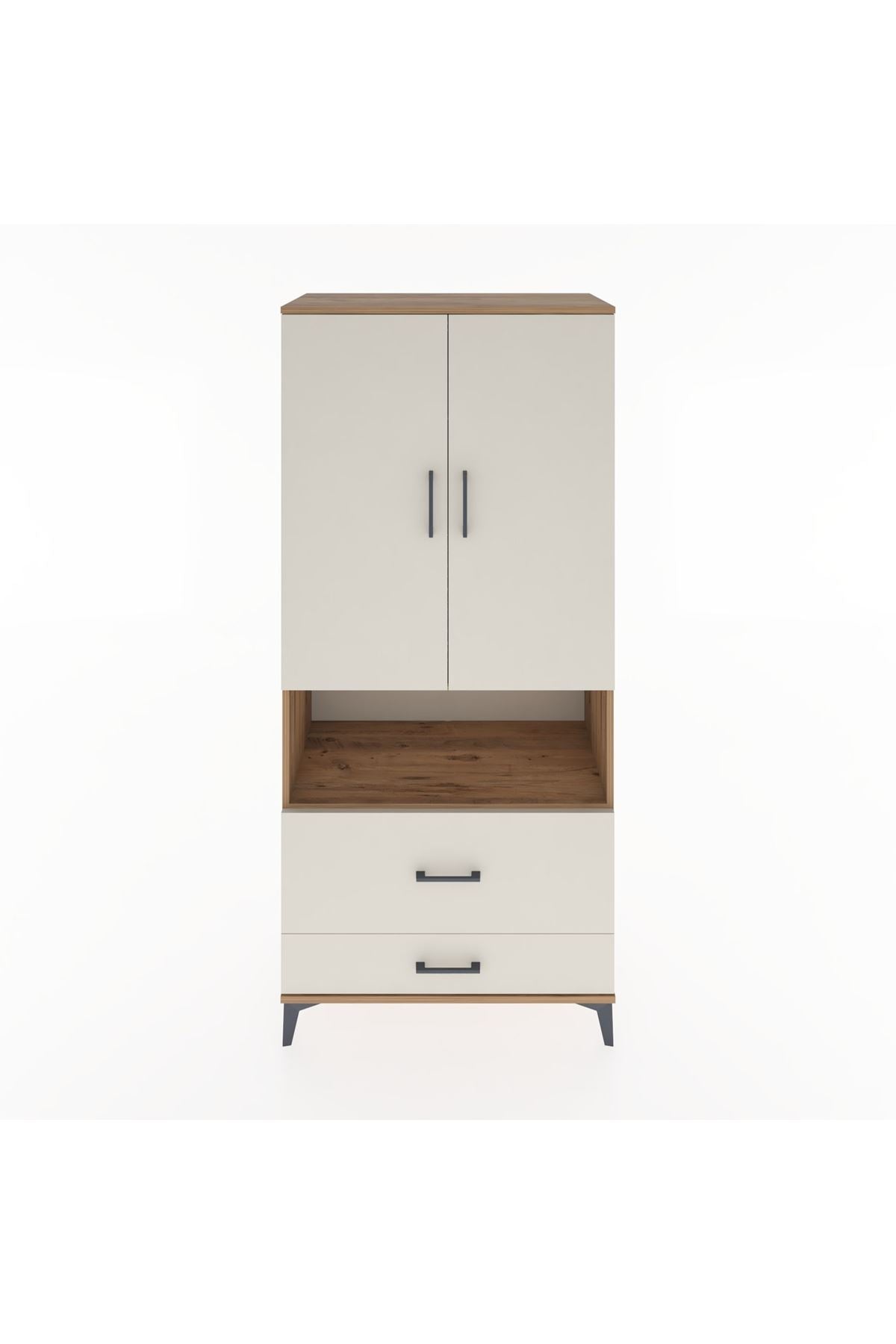 Hyperion Dolap 2 Raflı 2 Çekmeceli Tek Askılı 88x44x195 Çam-Aytaşı