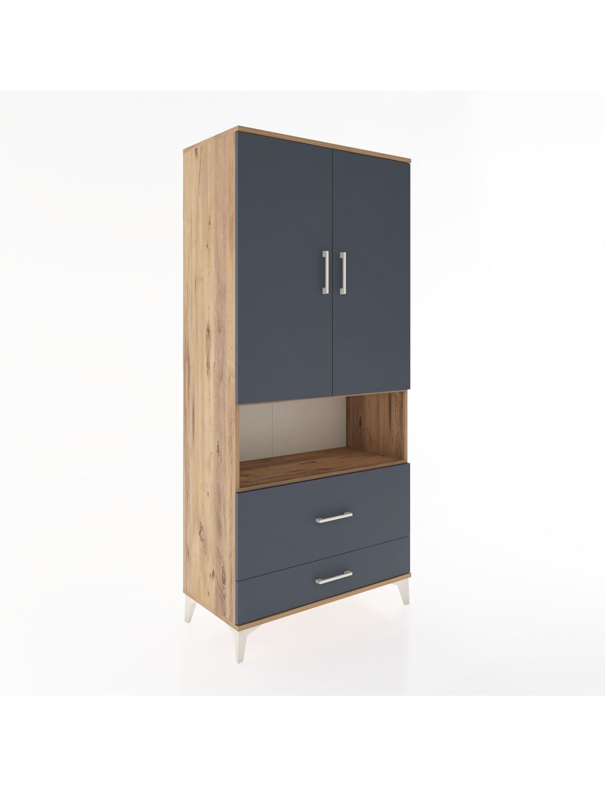 Hyperion Dolap 2 Raflı 2 Çekmeceli Tek Askılı 88x44x195 Çam-Antrasit