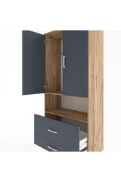 Hyperion Dolap 2 Raflı 2 Çekmeceli Tek Askılı 88x44x195 Çam-Antrasit