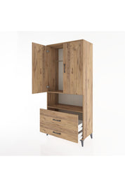 Hyperion Dolap 2 Raflı 2 Çekmeceli Tek Askılı 88x44x195 Çam-Çam