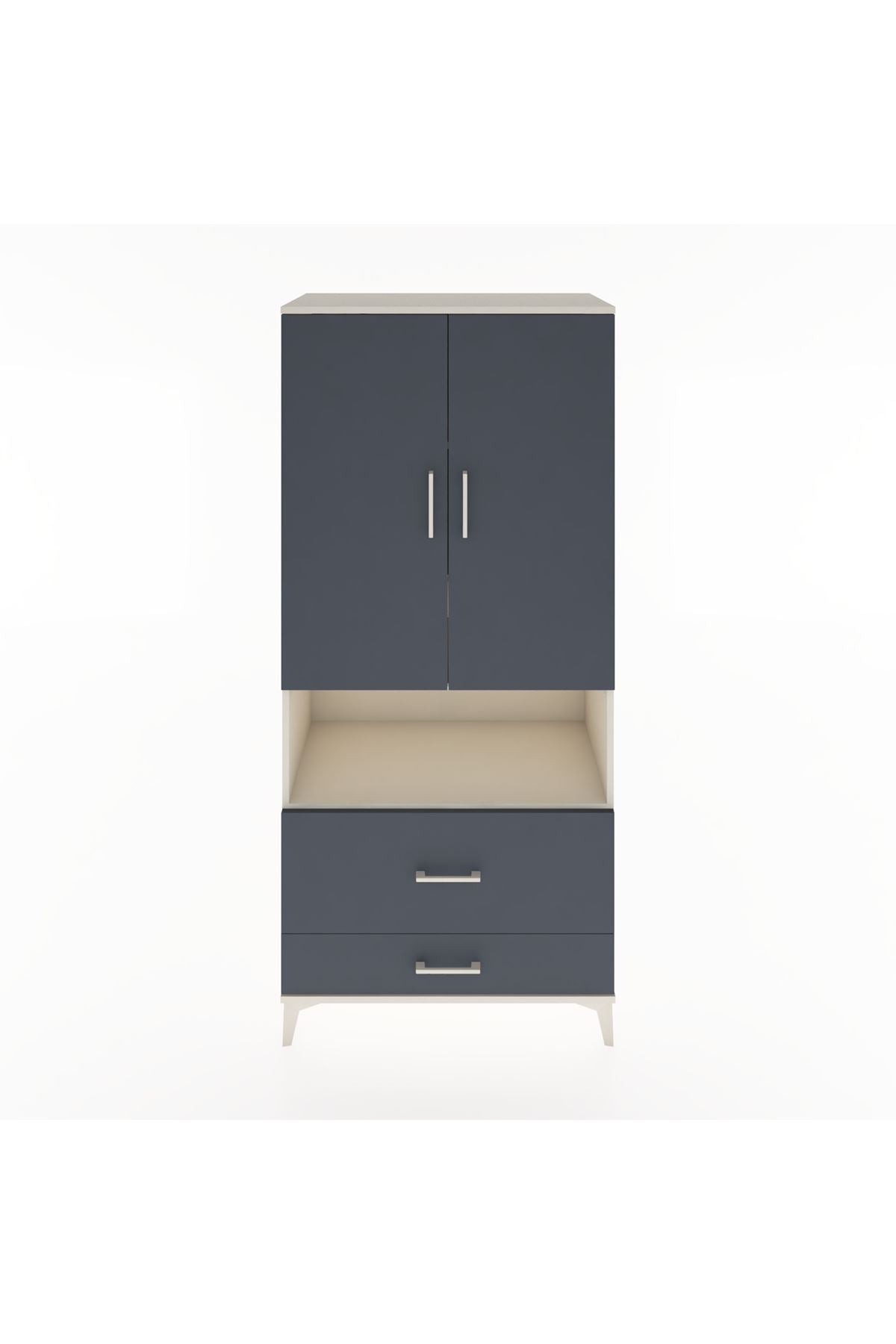 Hyperion Dolap 4 Raflı 2 Çekmeceli 2 Kapaklı 88x44x195 Aytaşı-Antrasit