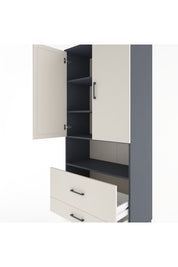 Hyperion Dolap 4 Raflı 2 Çekmeceli 2 Kapaklı 88x44x195 Antrasit-Aytaşı