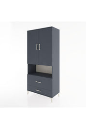 Hyperion Dolap 4 Raflı 2 Çekmeceli 2 Kapaklı 88x44x195 Antrasit-Antrasit