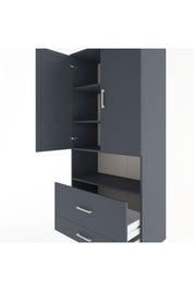 Hyperion Dolap 4 Raflı 2 Çekmeceli 2 Kapaklı 88x44x195 Antrasit-Antrasit