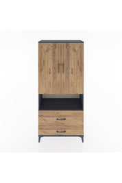 Hyperion Dolap 4 Raflı 2 Çekmeceli 2 Kapaklı 88x44x195 Antrasit-Çam