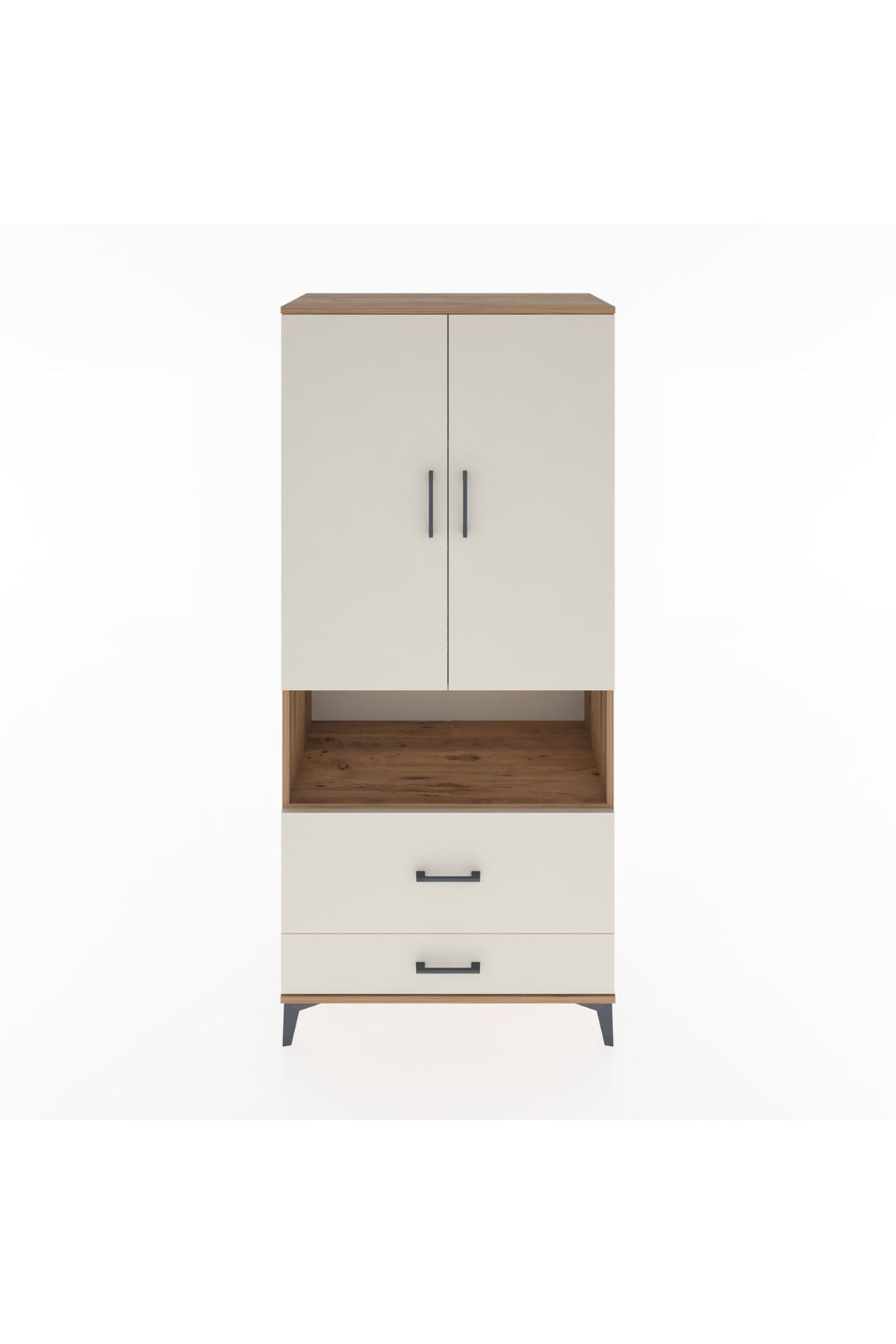 Hyperion Dolap 4 Raflı 2 Çekmeceli 2 Kapaklı 88x44x195 Çam-Aytaşı