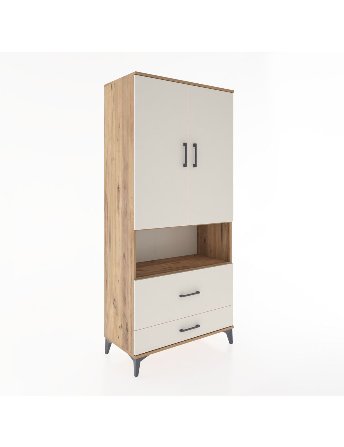 Hyperion Dolap 4 Raflı 2 Çekmeceli 2 Kapaklı 88x44x195 Çam-Aytaşı