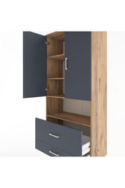 Hyperion Dolap 4 Raflı 2 Çekmeceli 2 Kapaklı 88x44x195 Çam-Antrasit