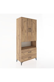 Hyperion Dolap 4 Raflı 2 Çekmeceli 2 Kapaklı 88x44x195 Çam-Çam