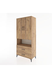 Hyperion Dolap 4 Raflı 2 Çekmeceli 2 Kapaklı 88x44x195 Çam-Çam