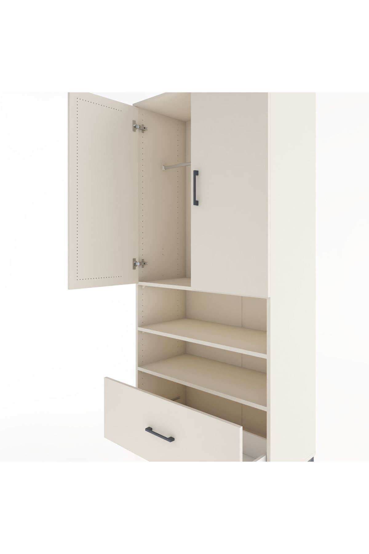 Hyperion Dolap 3 Raflı Tek Çekmeceli Tek Askılı 88x44x195 Aytaşı-Aytaşı