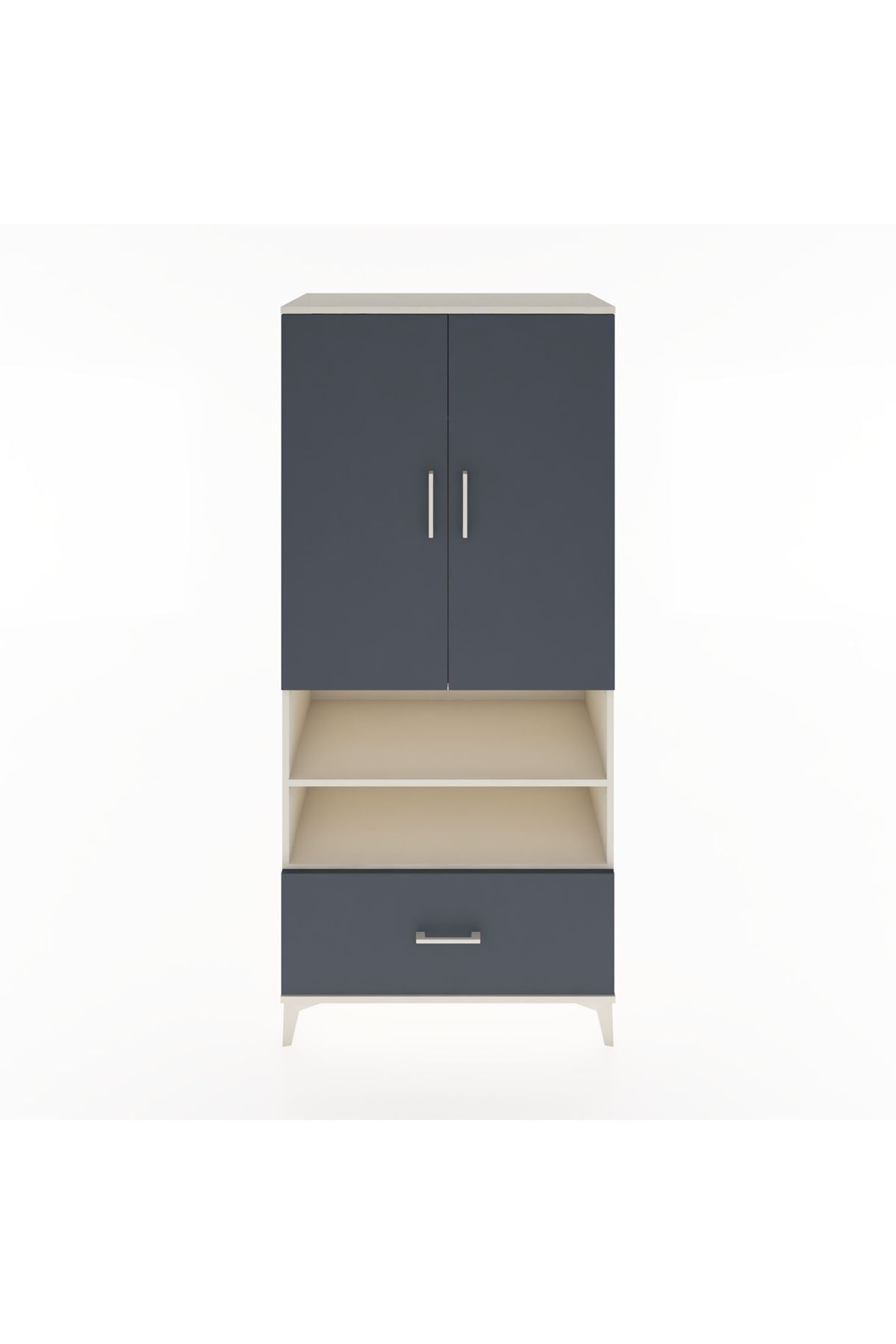 Hyperion Dolap 3 Raflı Tek Çekmeceli Tek Askılı 88x44x195 Aytaşı-Antrasit