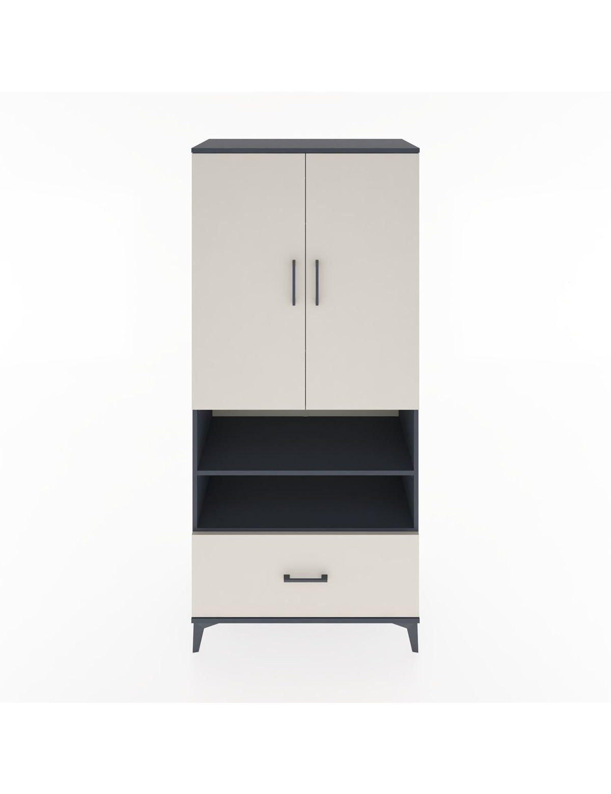 Hyperion Dolap 3 Raflı Tek Çekmeceli Tek Askılı 88x44x195 Antrasit-Aytaşı