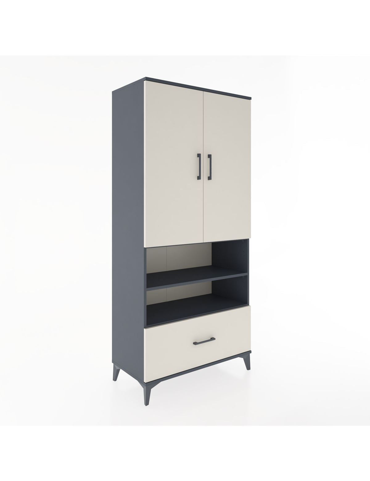 Hyperion Dolap 3 Raflı Tek Çekmeceli Tek Askılı 88x44x195 Antrasit-Aytaşı