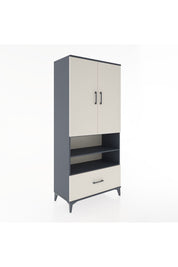 Hyperion Dolap 3 Raflı Tek Çekmeceli Tek Askılı 88x44x195 Antrasit-Aytaşı