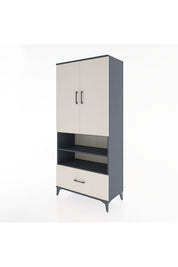 Hyperion Dolap 3 Raflı Tek Çekmeceli Tek Askılı 88x44x195 Antrasit-Aytaşı