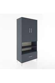 Hyperion Dolap 3 Raflı Tek Çekmeceli Tek Askılı 88x44x195 Antrasit-Antrasit