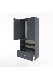 Hyperion Dolap 3 Raflı Tek Çekmeceli Tek Askılı 88x44x195 Antrasit-Antrasit