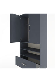 Hyperion Dolap 3 Raflı Tek Çekmeceli Tek Askılı 88x44x195 Antrasit-Antrasit