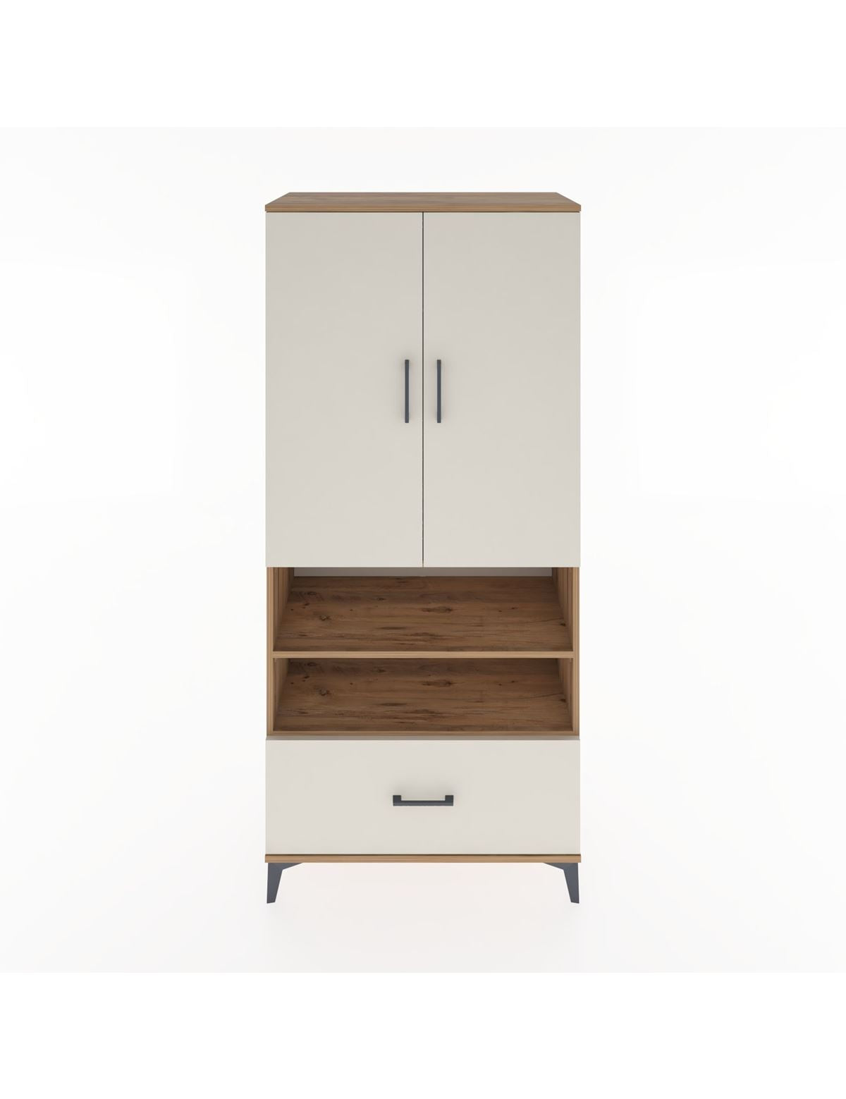 Hyperion Dolap 3 Raflı Tek Çekmeceli Tek Askılı 88x44x195 Çam-Aytaşı