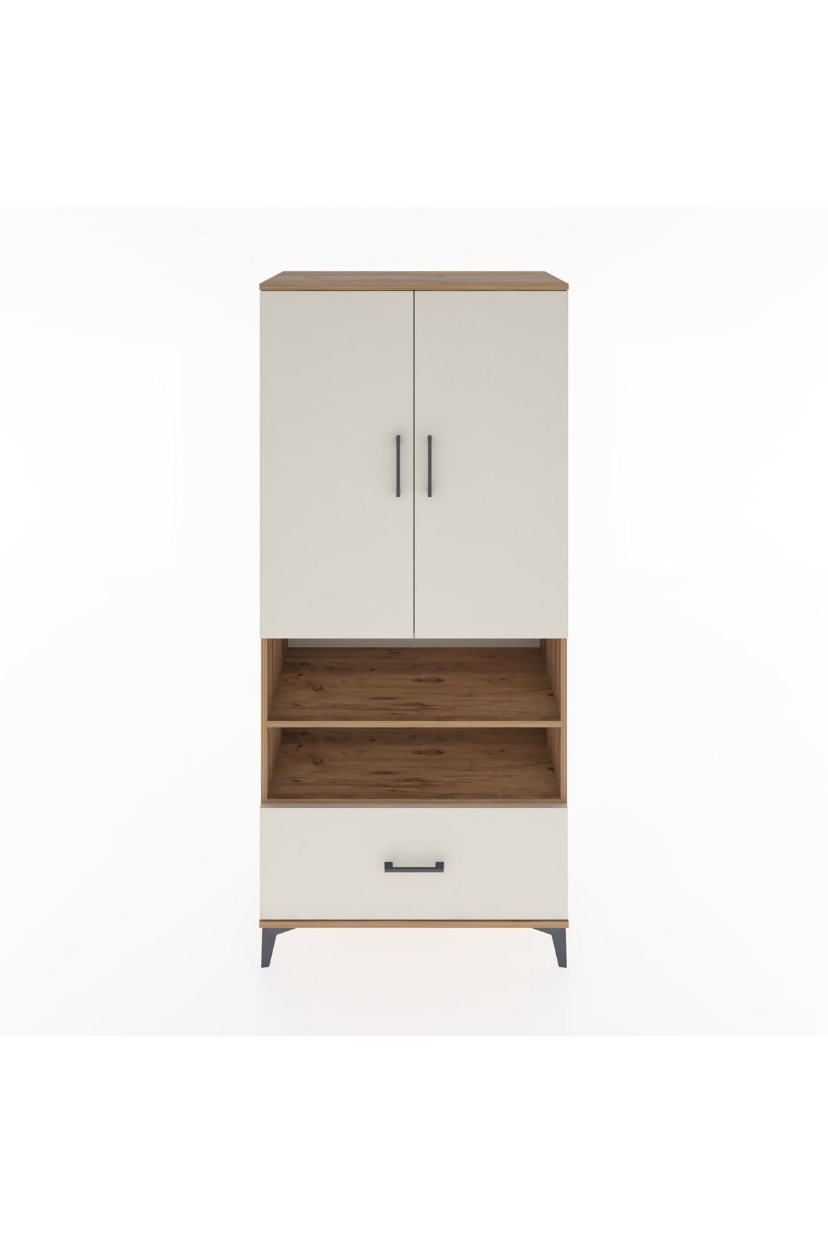 Hyperion Dolap 3 Raflı Tek Çekmeceli Tek Askılı 88x44x195 Çam-Aytaşı