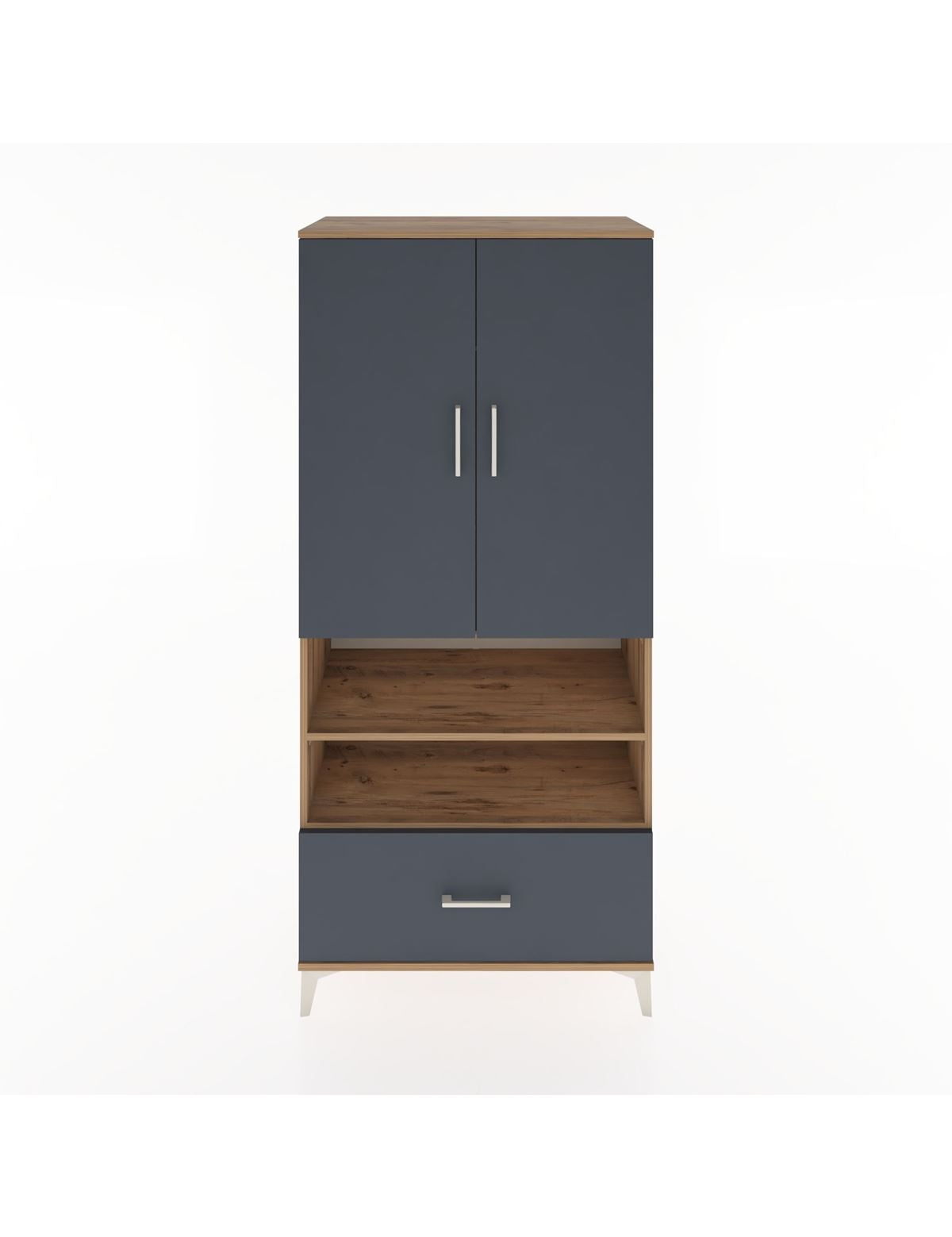 Hyperion Dolap 3 Raflı Tek Çekmeceli Tek Askılı 88x44x195 Çam-Antrasit