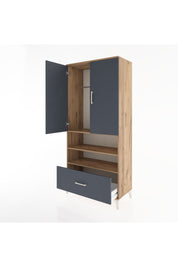 Hyperion Dolap 3 Raflı Tek Çekmeceli Tek Askılı 88x44x195 Çam-Antrasit