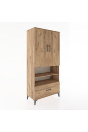 Hyperion Dolap 3 Raflı Tek Çekmeceli Tek Askılı 88x44x195 Çam-Çam