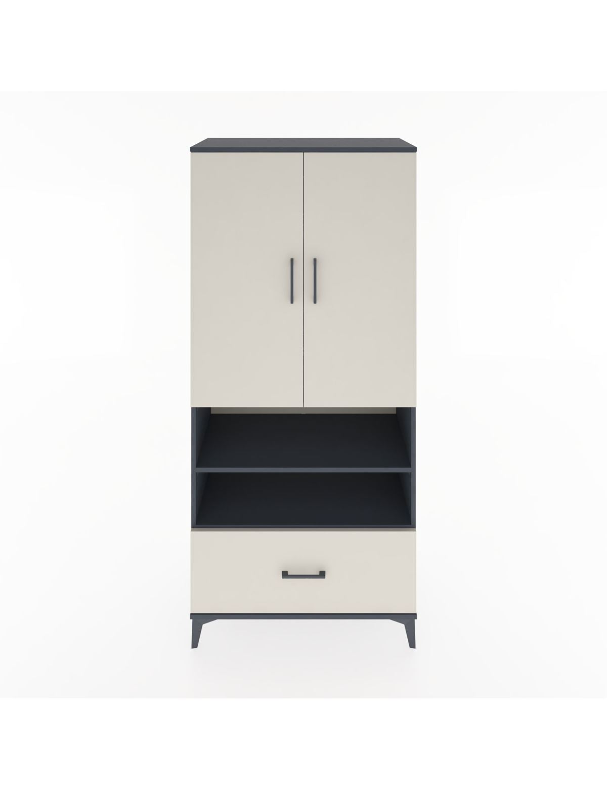 Hyperion Dolap 5 Raflı Tek Çekmeceli 2 Kapaklı 88x44x195 Antrasit-Aytaşı